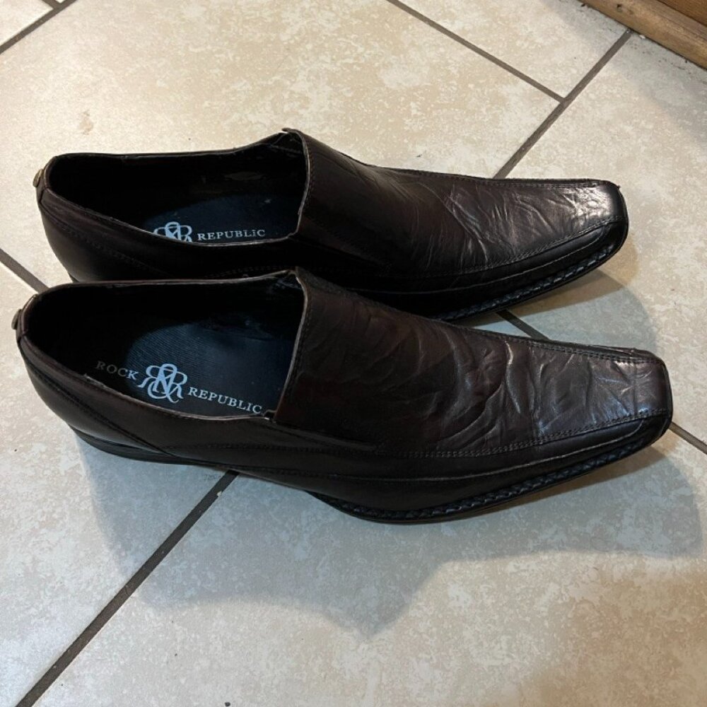 Rock & Republic Men's Brown Leather Casual Dress Shoes Size‎ 10.5